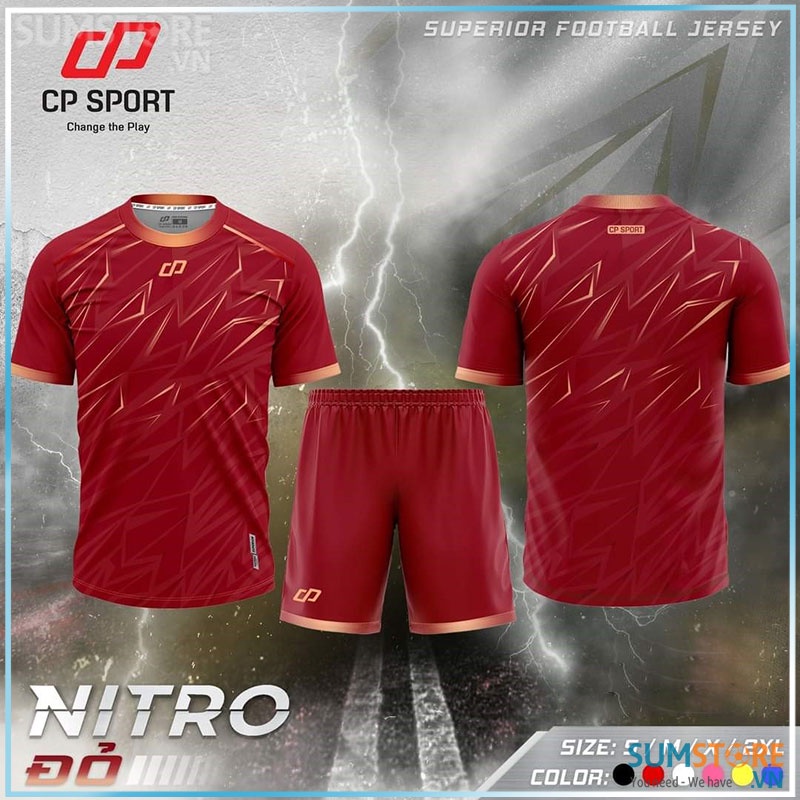 CP SPORT – Áo Đá Bóng Không Logo Nitro Đỏ - Đồ Đá Banh Cao Cấp Nam Nữ