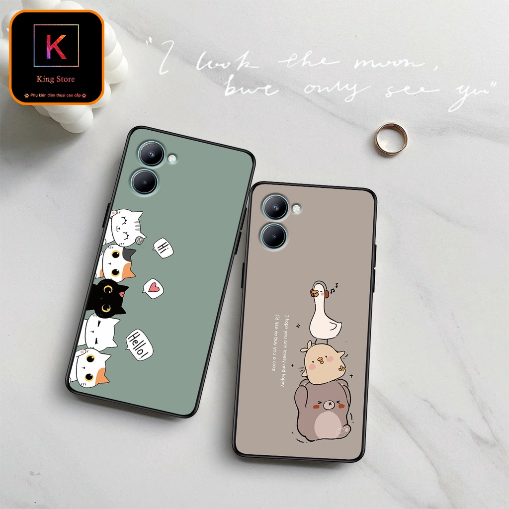 Ốp lưng Oppo Realme C33 - Realme C35 - Ốp Oppo in hình Cat&amp;Bear đáng yêu - Chất liệu TPU siêu bền