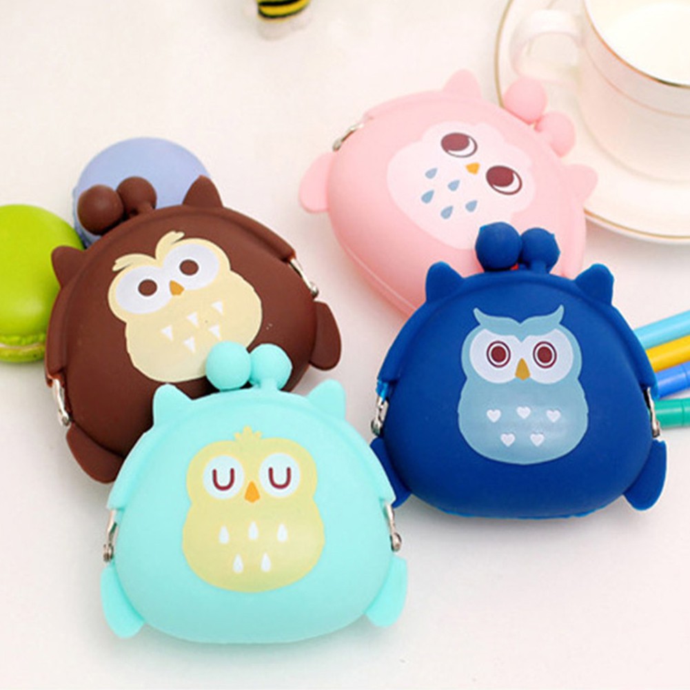 Ví Đựng Tiền Xu Bằng Silicone Họa Tiết Động Vật Hoạt Hình Đáng Yêu Ốp