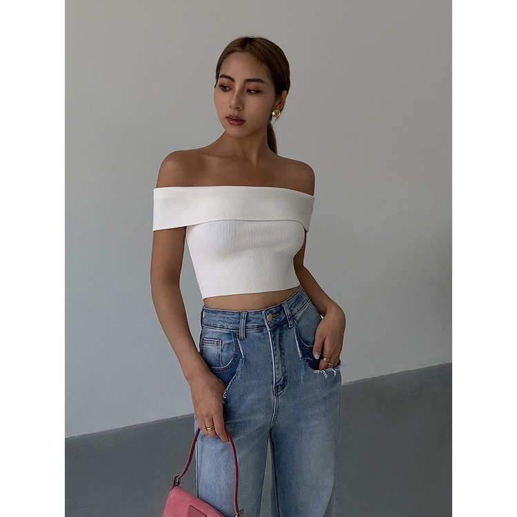 ℡☇Áo Thun Tay Ngắn Lệch Vai Màu Trắng Phong Cách Âu Mỹ Thời Trang Mùa Hè Mới 2022 Dành Cho Bạn Nữ