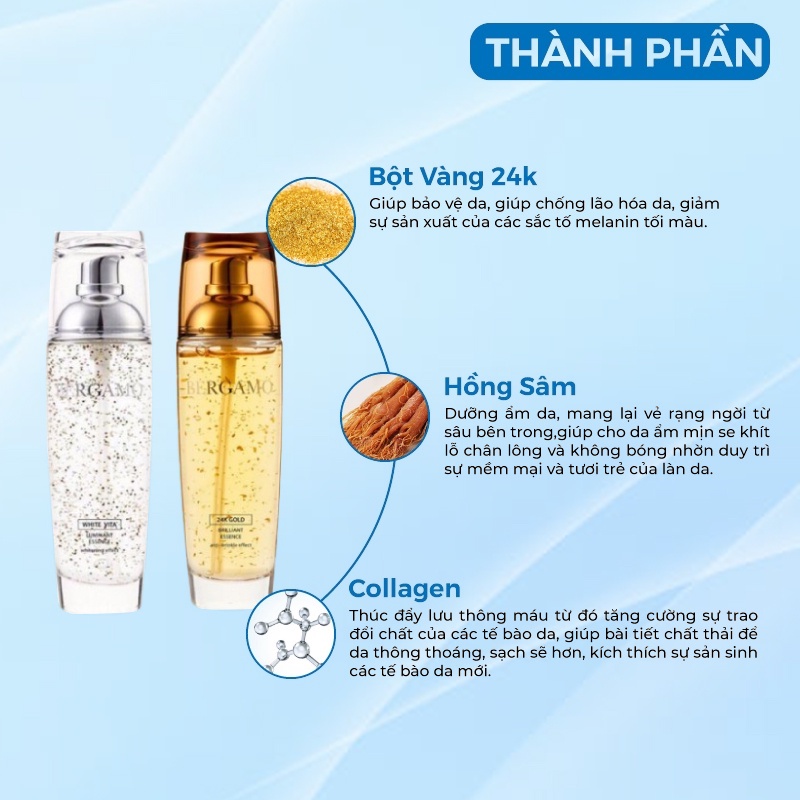 Serum Vàng 24k Dưỡng Trắng Da Dưỡng Ẩm Begamo Hàn Quốc Tinh Chất 24k Giúp Căng Bóng Da Chống Lão Hóa Mờ Thâm Nám 110ml