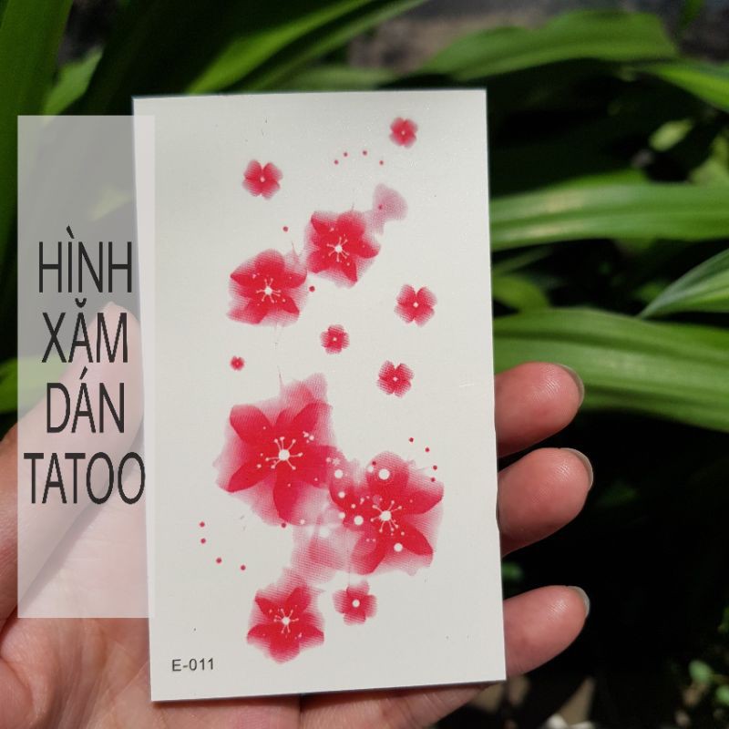 Hình xăm hoa e11. Xăm dán tatoo mini tạm thời, size &lt;10x6cm