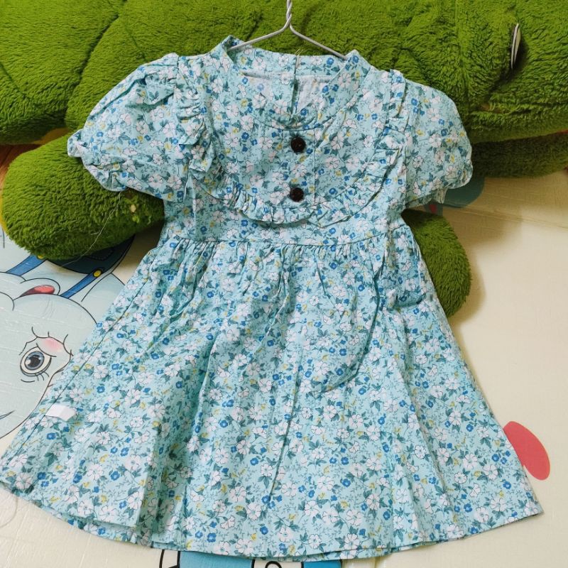 Váy Mùa Hè Cho Bé👉Váy Dáng Xoè Phối Cổ Viền Điệu Đà Tay Bo Chun Size Từ 6-14 kg