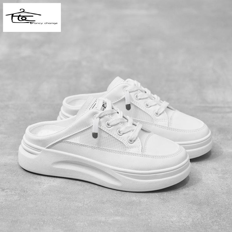 Dép Bít Mũi Phối Lưới Thoáng Khí Chống Trượt Thời Trang Mùa Hè Phong Cách Hàn Quốc