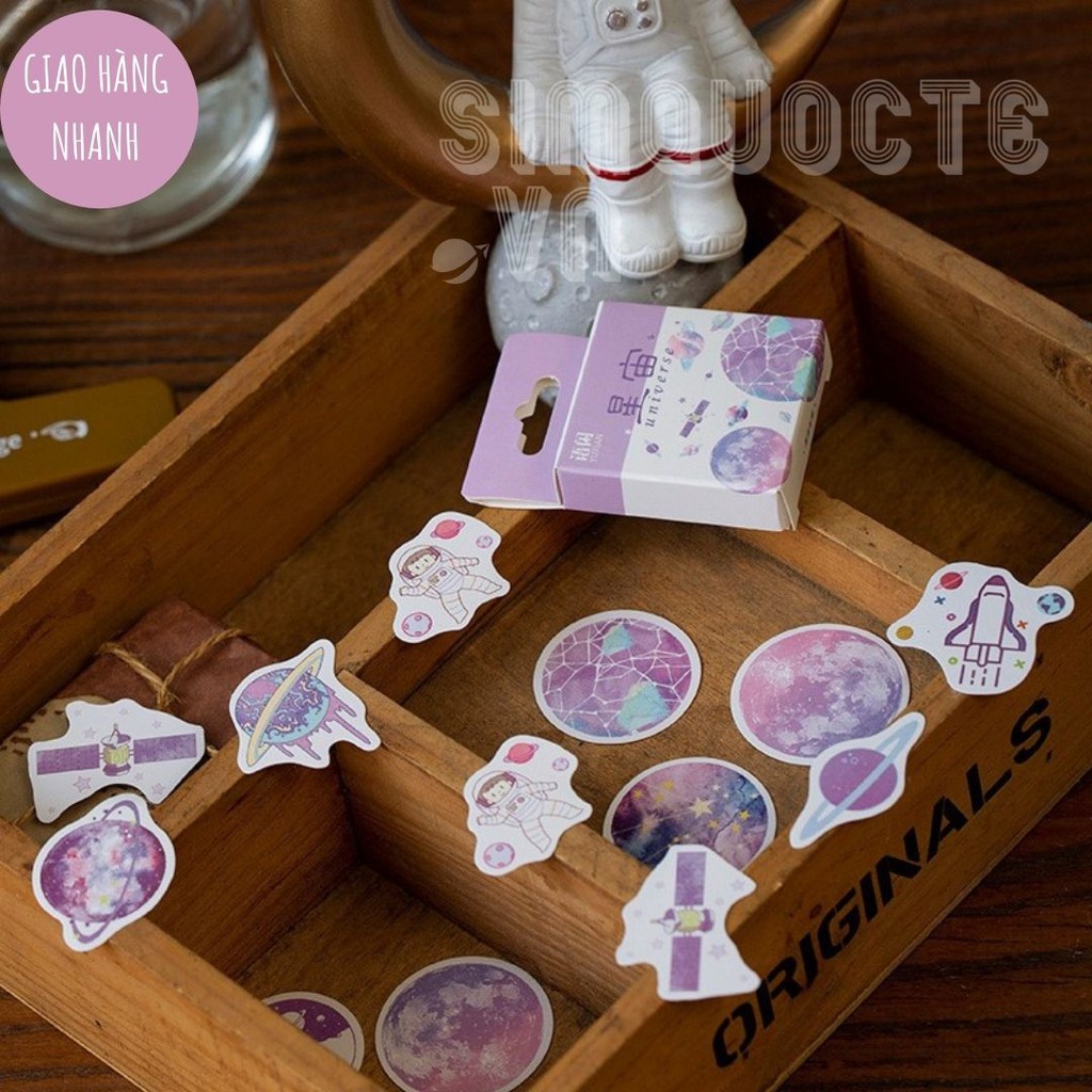 Hộp 50 Nhãn dán sticker nhiều chủ đề khác nhau (Lọ ước, kỳ lân, rừng, dâu hồng,...) trang trí sổ tay ST92