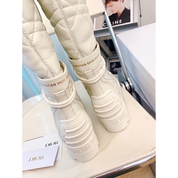 Giày bốt nữ cổ cao mẫu mới 2021 da thật có 2 màu thương hiệu Dior CD cao cấp