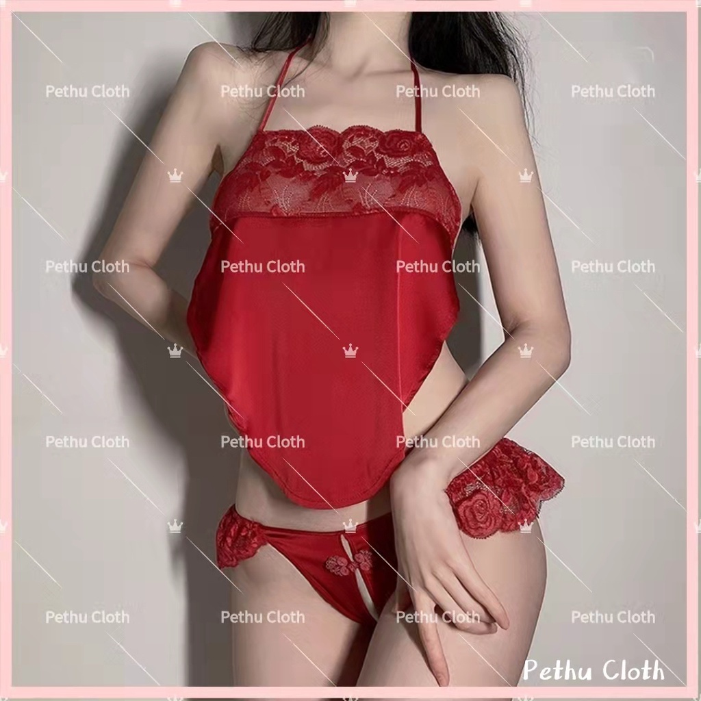 ☇（Q1，HCM）💝Set đồ lót sexy💝Freeship💝đầm ngủ Cosplay gợi cảm maid Quà Giáng sinh--kèm quần chip--40-55kg --015