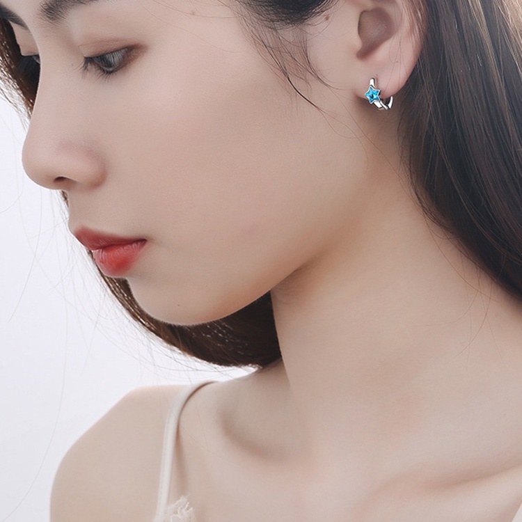 Bông tai nữ khoen bấm nhỏ xinh, bạc Ý S925 - HT306