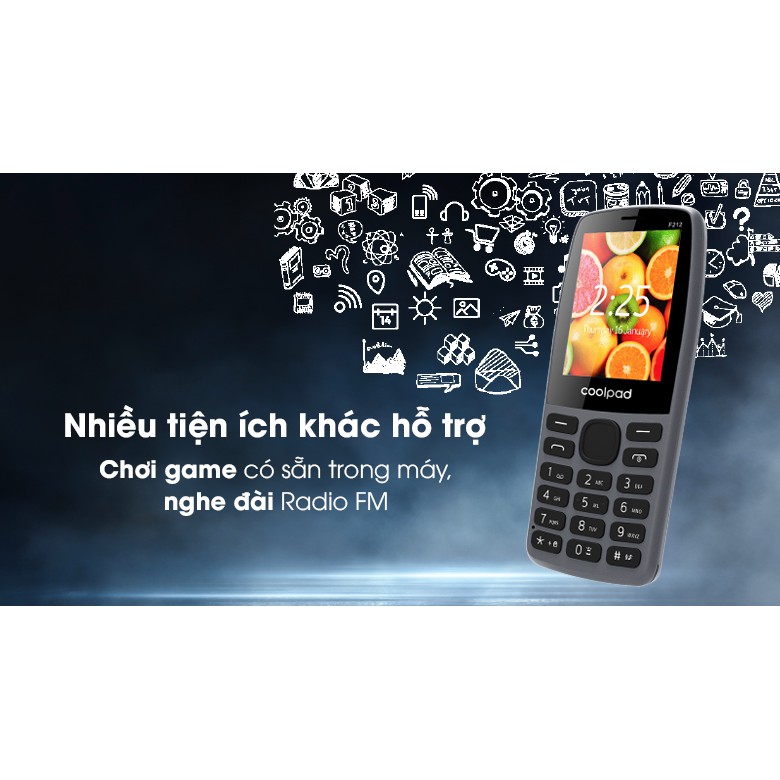 Điện Thoại Phổ Thông Coolpad F212 màn hình 2.4 inch 2 SIM-Màu Xanh đen -BH 1 năm 1 đổi 1-Hàng Chính Hãng | BigBuy360 - bigbuy360.vn