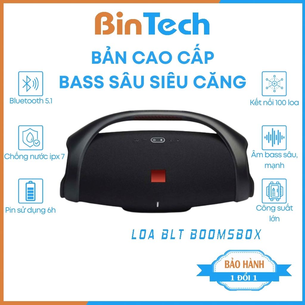 Loa bluetooth BOOMBOX công suất 30W bass căng,loa nghe nhạc bluetooth xách tay, cao cấp, chống nước - BINTECH