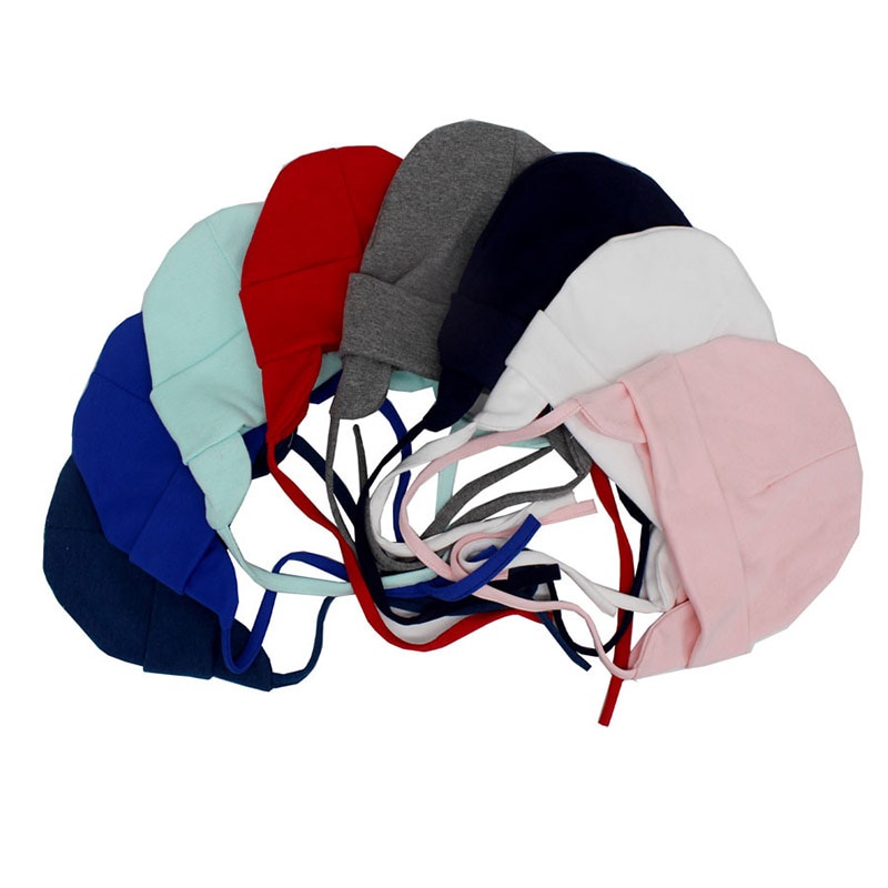 Mũ Trùm Tai Giữ Ấm Bằng Cotton Mềm Màu Trơn Thời Trang Thu Đông Cho Bé