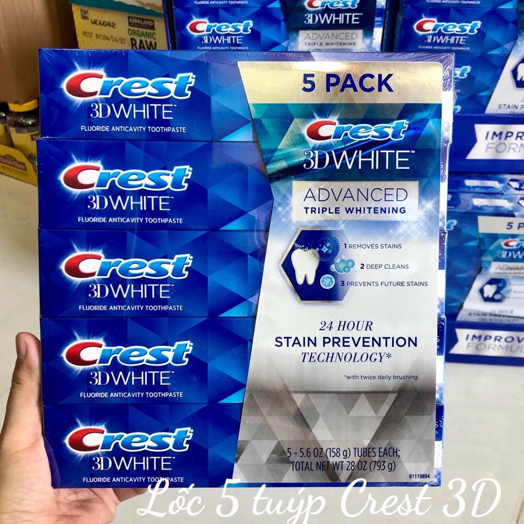 ❤️ [Quận 3] Kem đánh răng Crest 3D White Advanced Triple Whitening 158g Mỹ trắng răng tẩy ố [Date 8/2023]