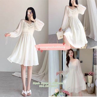 Váy trắng đám cưới, event, kỷ yếu, Đầm midi trắng đính ngọc