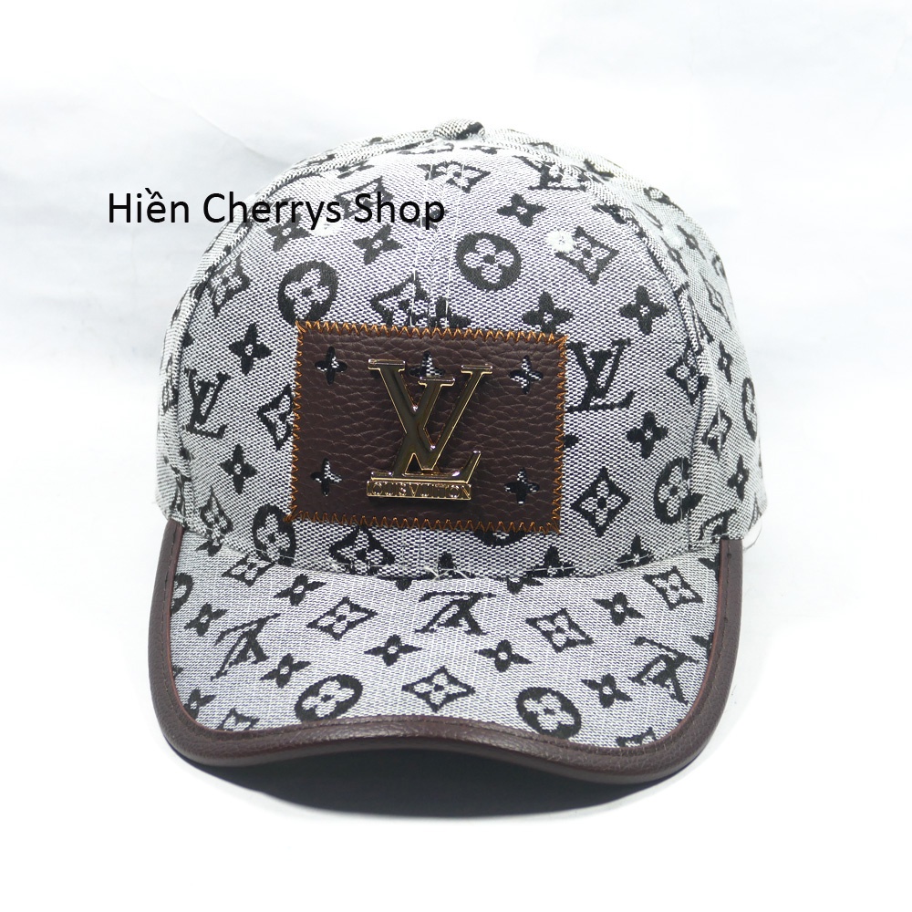 Nón kết, Mũ Lưỡi Trai thêu mặt da kết hợp gắn mặt sắt chữ LV- Chất liệu Cotton phù hợp cho cả nam và nữ.