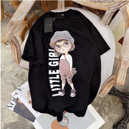 Áo thun nữ Unisex tay lỡ Freesize, áo phông nữ LITTLE GIRL form rộng, in hình 3D, kiểu nữ, in 3D | BigBuy360 - bigbuy360.vn