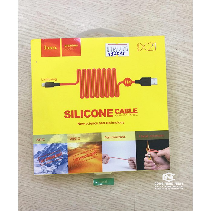 Dây sạc iphone samsung sạc nhanh hoco X21 chống lửa chống đứt