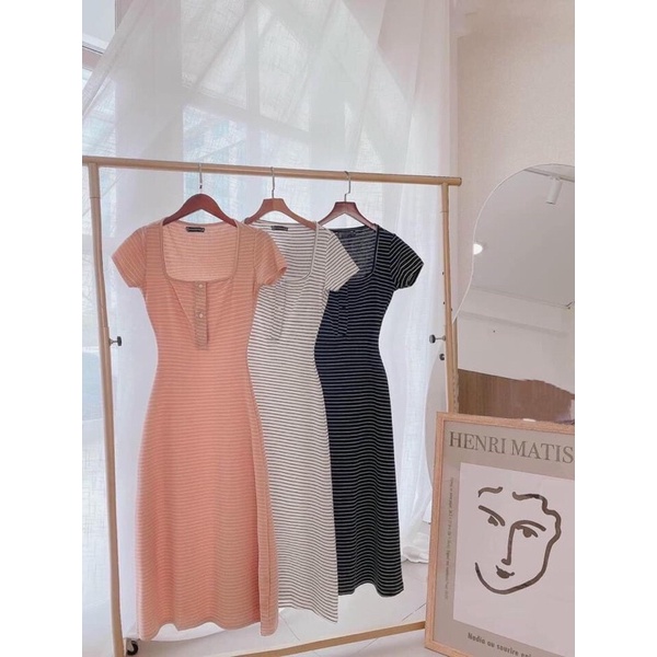 Váy kẻ cổ vuông QC cao cấp