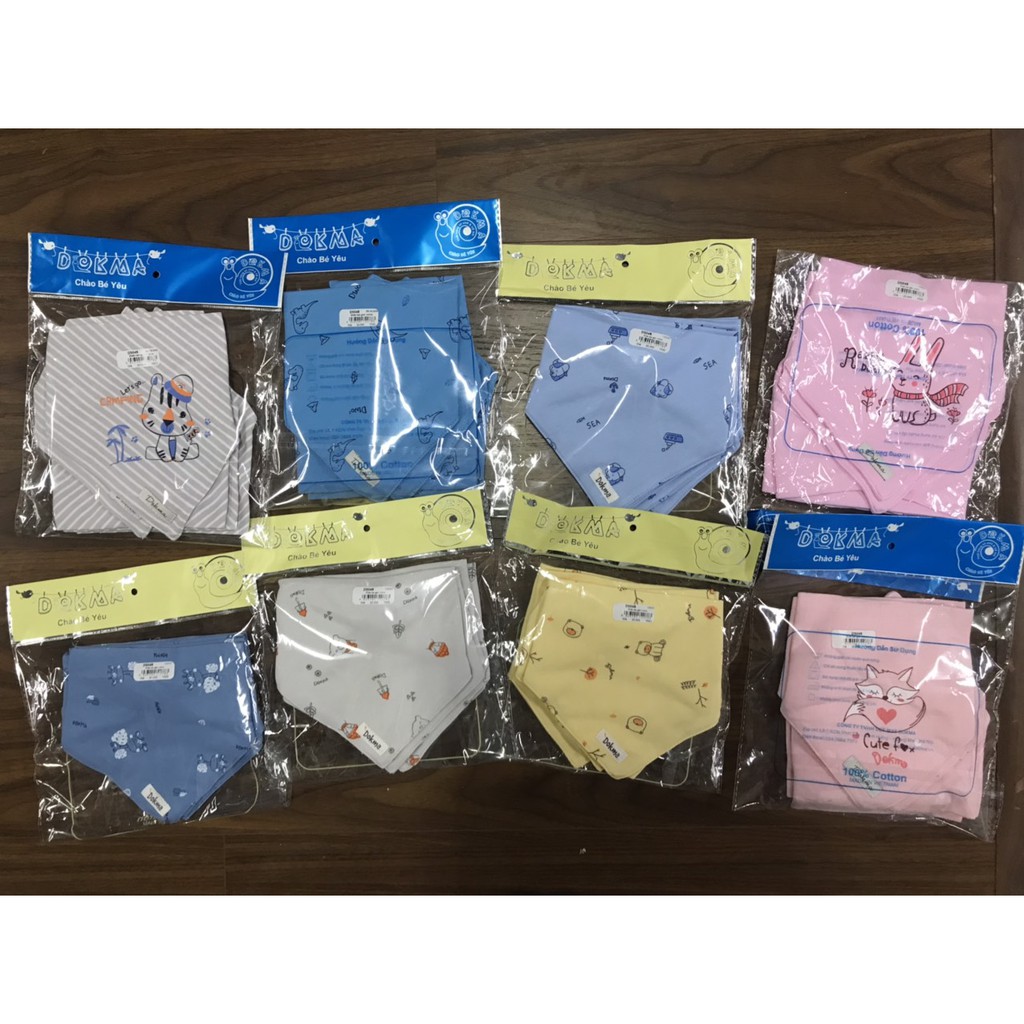 Khăn yếm tam giác cotton Dokma in hình siêu xinh