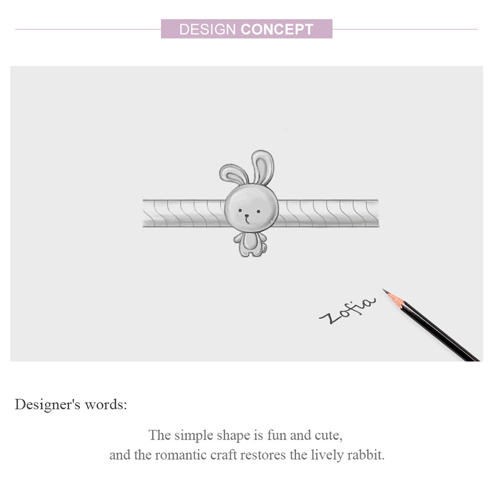 Mặt trang sức BAMOER SCC1517 bằng bạc 925 hình thỏ dùng làm vòng tay