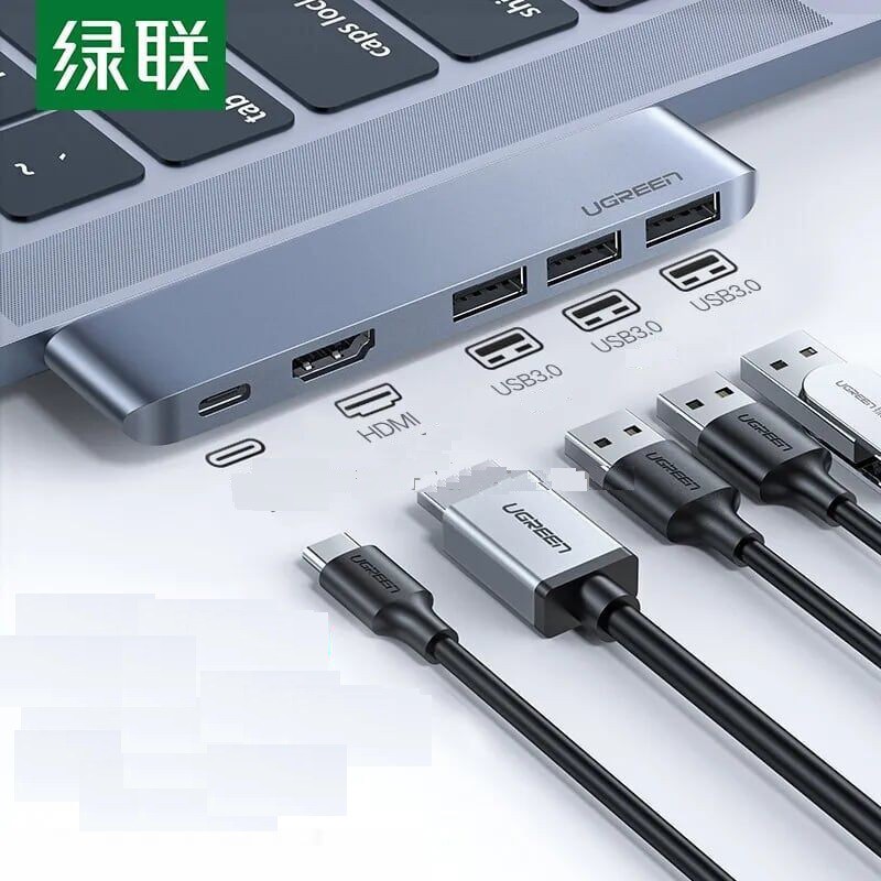 Cáp chuyển USB-C sang HDMI + Hub USB 3.0 + USB-C Ugreen 60559