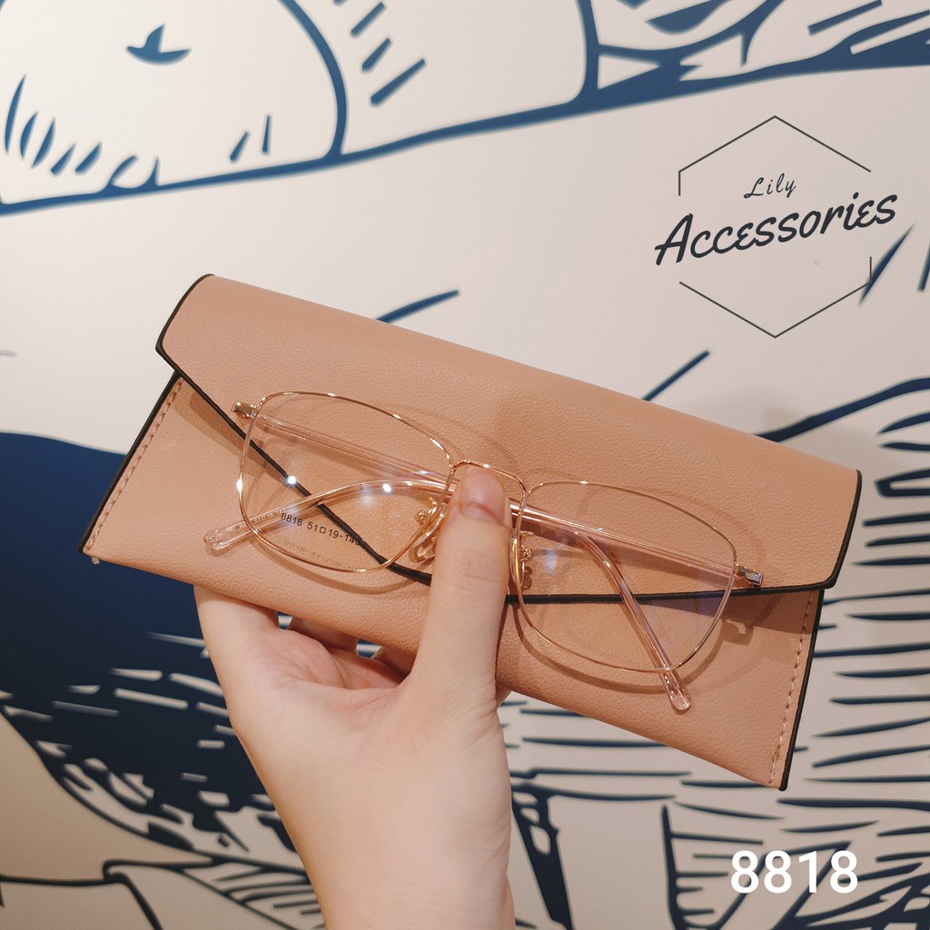 Cắt kính mắt cận-loạn [Gọng kính Hàn Quốc] Gọng kính cận mắt vuông kim loại dành cho nam nữ 8818 | BigBuy360 - bigbuy360.vn