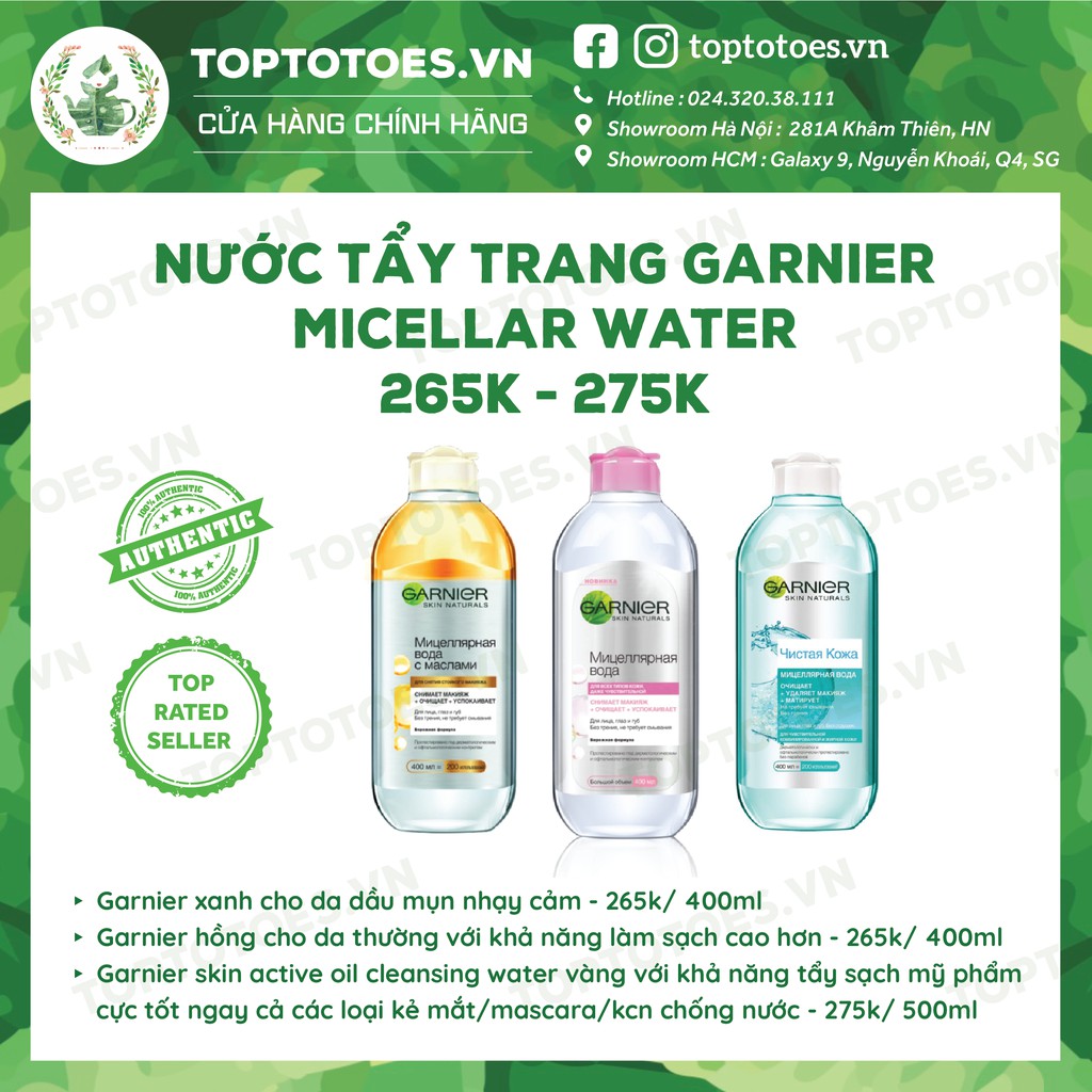 Nước tẩy trang Garnier Micellar Water tẩy sạch êm dịu cho mặt-mắt-môi 400ml