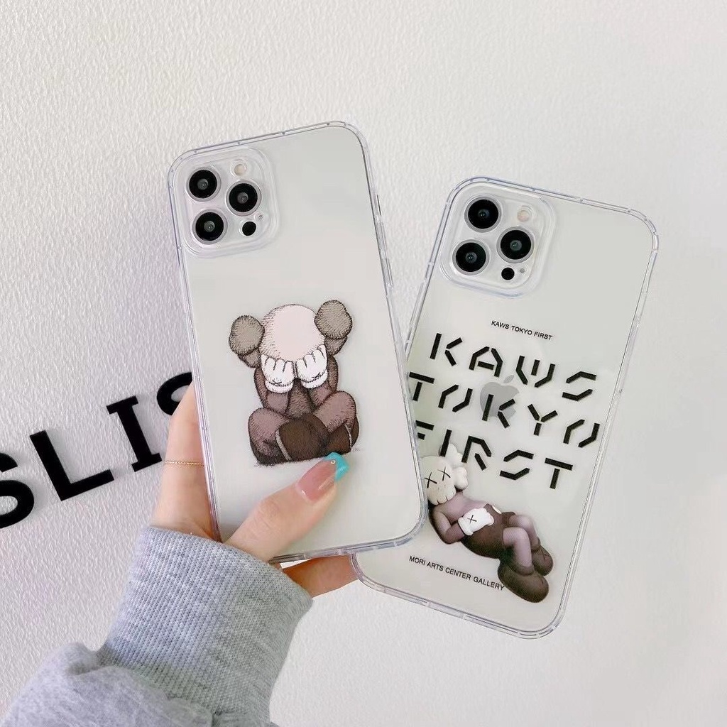 Apple iPhone SE 6 6S 7 8 Plus X XS XR XSMAX Cartoon fashion kaws doll transparent silicone mobile phone protective case Simple creative mobile phone case Mobile phone anti falling soft shell