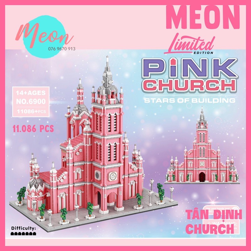 Mini Block Đồ chơi xếp hình lego - Nhà Thờ Tân Định - Super Extra Size 11X (11.084 pcs)