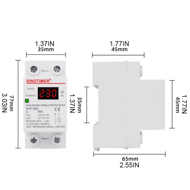 Thiết Bị Tự Bảo Vệ Điện Áp Quá Tải 230v Ac 40a Chất Lượng Cao