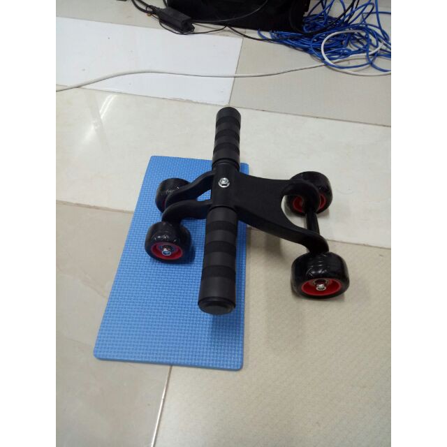 Con Lăn tập bụng ⚡Free Ship⚡4 bánh cao cấp ( Tặng kèm thảm), Tăng Cơ bụng, tay, lưng, tạo cơ 6 múi