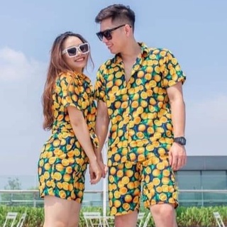 💝Kho sỉ HCM💝Quần áo trái cây, sét bộ đi biển mẫu trái cam (ảnh thật 100%)