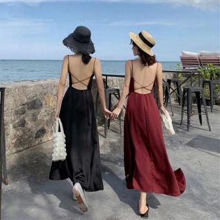 Váy lụa 2 dây hở lưng siêu sang chảnh