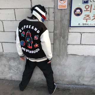 Áo varsity jacket supreand neverhood