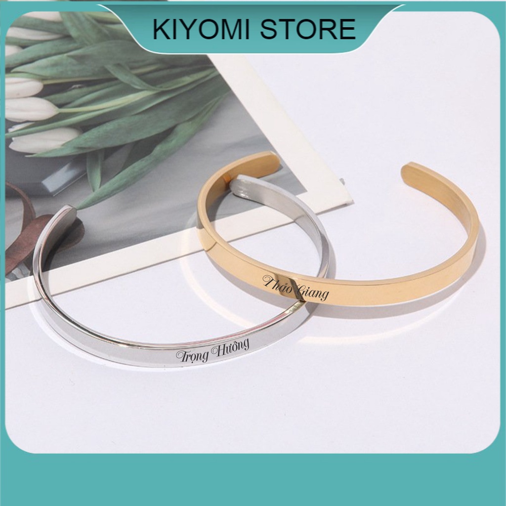 Vòng Tay Nam Nữ Cá Tính Khắc Tên Theo Yêu Cầu Thép Không Rỉ Bảo Hành Trọn Đời KIYOMI STORE