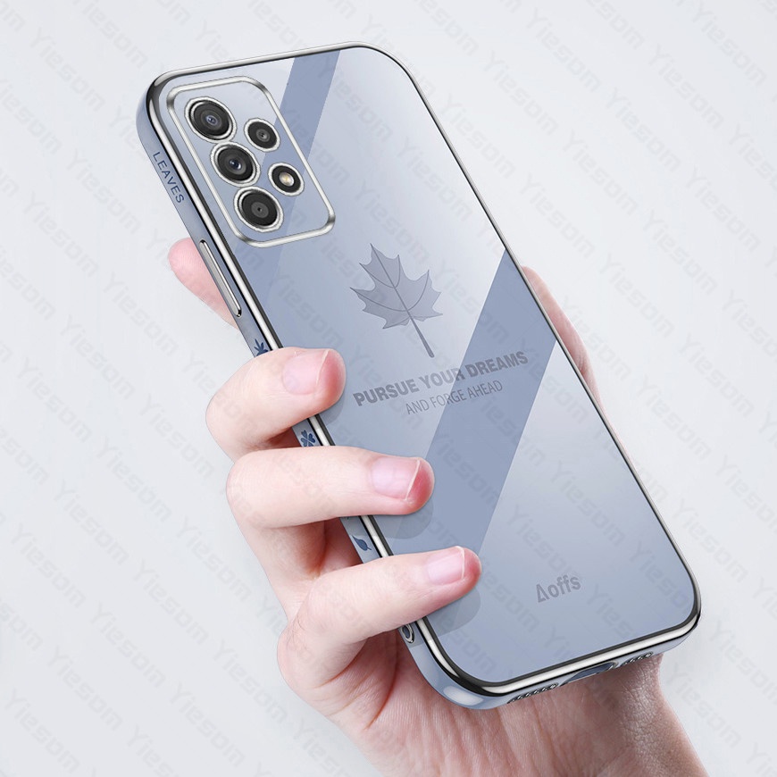 Ốp Điện Thoại Khung Vuông Mềm Chống Sốc Họa Tiết Lá Phong Sang Trọng Cho Samsung Galaxy A23 A33 A53 A73 A13 4G 5G A03S A02S A03 Core