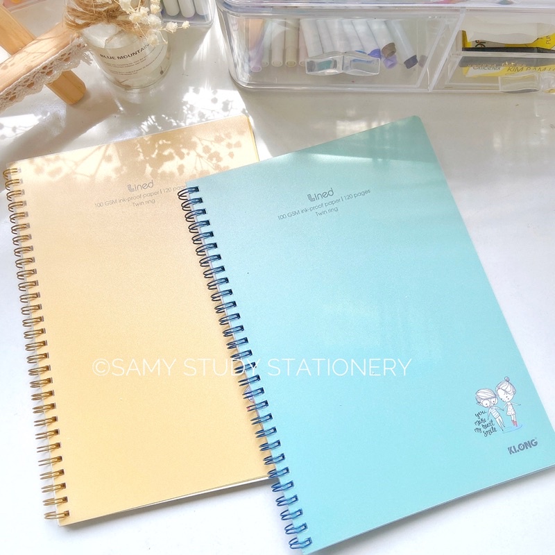 Combo 2 Sổ Caro Lò Xo Bìa Họa Tiết 120 Trang Size B5 Bìa Nhựa 100GSM KLONG Làm Bullet Journal và Planner Sổ Tay