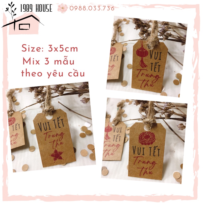 40 Tag kraft 3x5cm Tết Trung Thu  treo hộp quà/ chai lọ/ túi