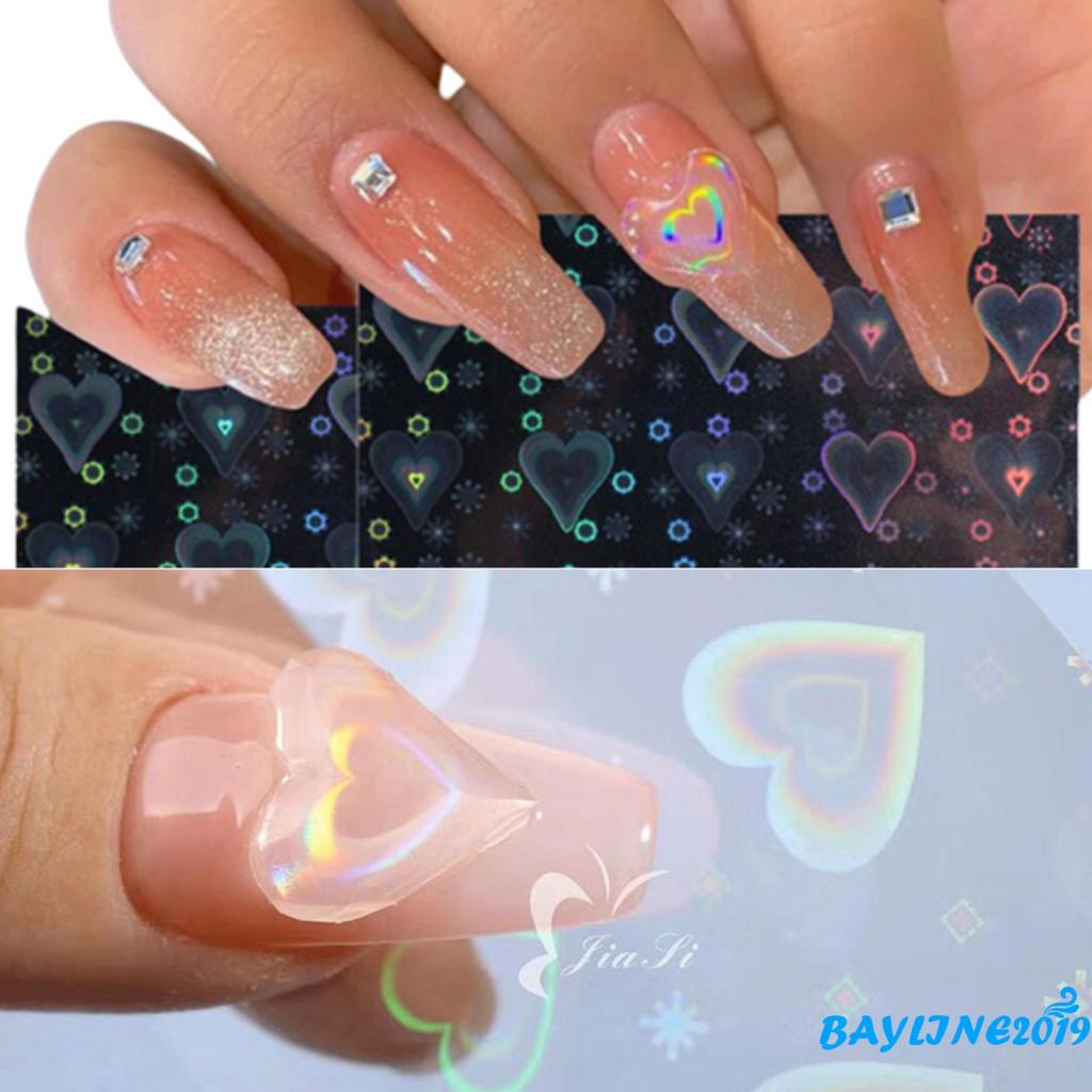 [Hàng mới về] Miếng dán trang trí móng tay hình trái tim nhiều màu sắc thời trang