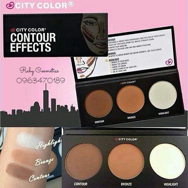 Phấn Bắt Sáng + Tạo Khối 3 Ô City Color Contour Effects Palette. (Highlight + Contour)