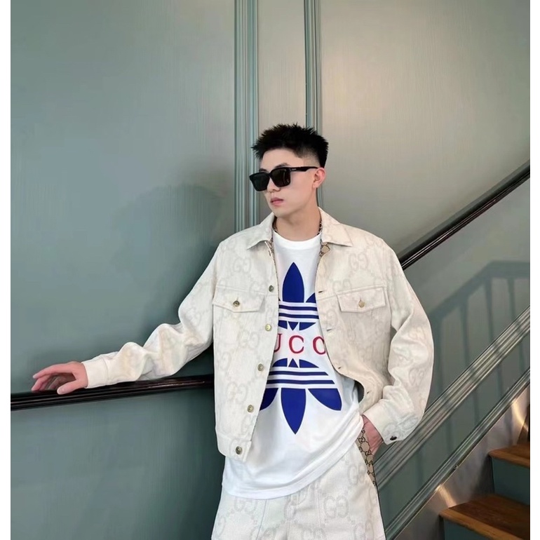 Áo khoác gucci vân chìm cao cấp, áo khoác bò nam vân nổi thời trang 2022 siêu hot
