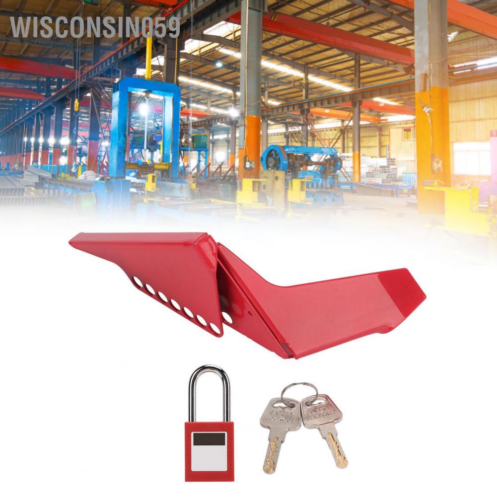 Wisconsin059 DN50‑DN200 Large Ball Valve Lock 38mm Padlock Set Safety Lockout Stainless Steel for 31‑76mm Pipe
