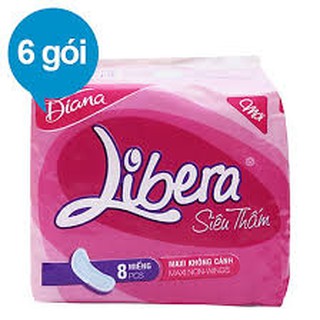 Combo 6 gói băng vệ sinh diana libera siêu thấm siêu mỏng không cánh gói 8 miếng
