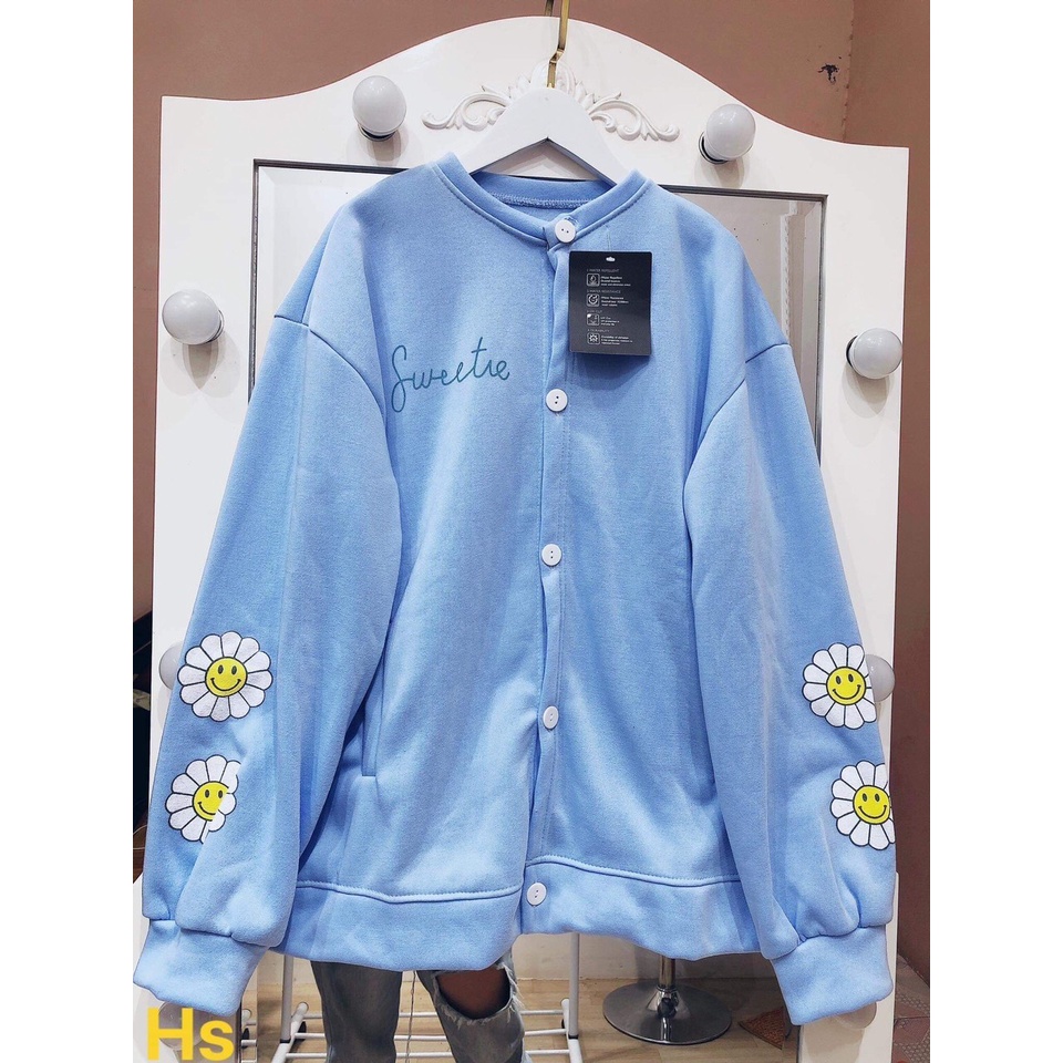 [Có Ảnh Thật] Áo Khoác Nỉ Cadigan Hoa Cúc In Tay, Áo Khoác Nỉ Nữ Form Rộng Chất Dày Dặn Anne Boutique Mã 762
