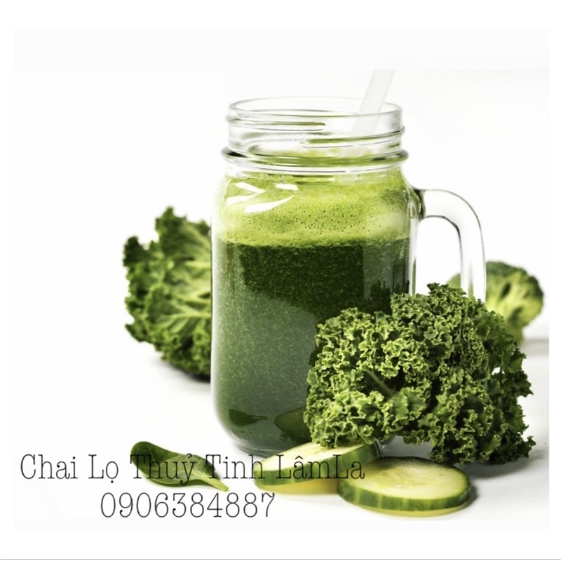 Cốc Ly Quai Thuỷ Tinh Trơn Nắp Nhôm Bạc Có Lỗ 450ml | Đựng Trà Sữa , Cocktail