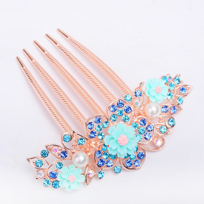 Lược Cài Tóc Hình Hoa Đính Đá Sang Trọng Cho Cô Dâu