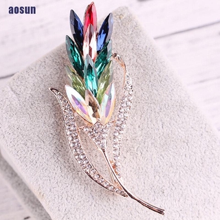 Ghim Cài Áo Hình Hoa Lúa Mì Đính Đá Pha Lê Dành Cho Nữ