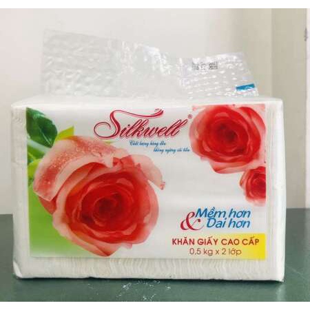 [HÓA ĐƠN CTY] KHĂN GIẤY 0.5KG SILKWELL 2 lớp 240mmX240mm Giấy mềm mịn dai Hàng chính hãng