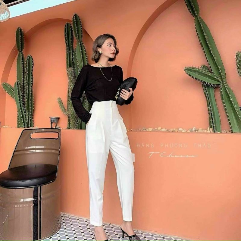 Quần baggy 2 khuy xếp ly cạp liền chất vitex đẹp, quần tây công sở mẫu mới (6316)