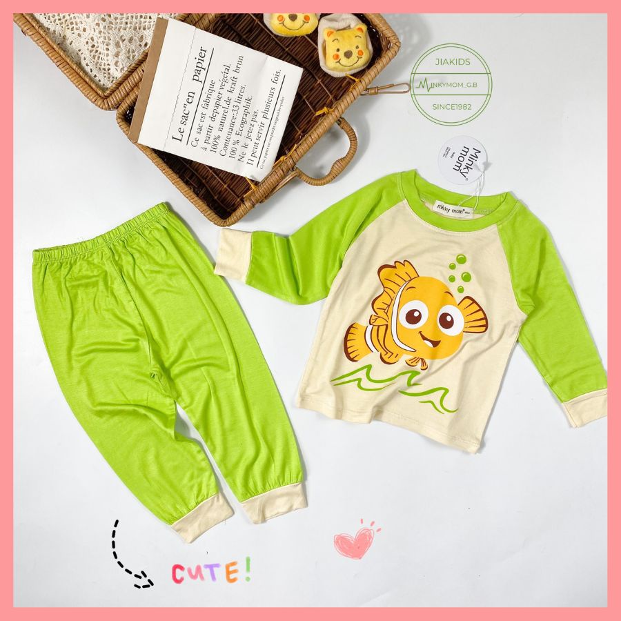 Bộ Thun Lạnh Dài Tay Cho Bé Trai Bé Gái 8-27kg -TD-IN53 In hình Động Vật Dễ Thương Chất Vải Thoáng Mát