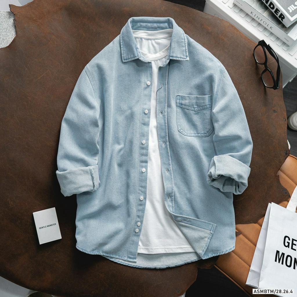 Áo sơ mi jean, áo sơ mi jacket denim chất vải dày dặn, form đẹp 28264